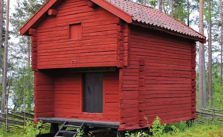 Red home made of wood